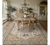 KTYUTJDH Tapis,Beige, Bleu, Jaune Oriental Vintage Rectangular 160 x 220 cm,Tapis Salon Chambre Décoration,sous Table et Chaises Salle a Manger,