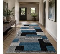 KTYUTJDH Tapis,Bleu, Gris, Noir, Blanc Modernes Rectangular 160 x 220 cm,Tapis Salon Chambre Décoration,sous Table et Chaises Salle a Manger,
