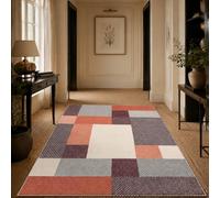 KTYUTJDH Tapis,Géométrie Moderne Beige, Gris, Rouge, Marron, Blanc, Rectangular 70 x 120 cm,Tapis Lavable pour Maison Salon Chambre Bureau Cuisine l'entrée Couloir,
