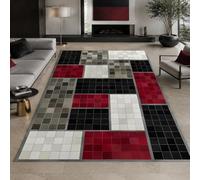 KTYUTJDH Tapis,Géométrie Moderne Noir, Blanc, Rouge, Gris, Rectangular 70 x 120 cm,Tapis Lavable pour Maison Salon Chambre Bureau Cuisine l'entrée Couloir,