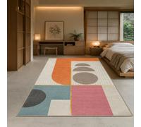 KTYUTJDH Tapis,Géométrie Moderne Orange, Bleu, Rose, Gris, Blanc, Jaune Rectangular 160 x 220 cm,Tapis Salon Chambre Décoration,sous Table et Chaises Salle a Manger,