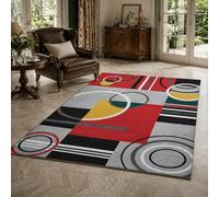 KTYUTJDH Tapis,Géométrie Moderne Rouge, Gris, Noir, Jaune, Vert, Blanc Rectangular 160 x 220 cm,Tapis Salon Chambre Décoration,sous Table et Chaises Salle a Manger,