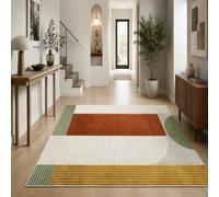 KTYUTJDH Tapis,Géométrie Moderne Verte, Marron, Jaune, Blanche, Grise Rectangular 70 x 120 cm,Tapis Lavable pour Maison Salon Chambre Bureau Cuisine l'entrée Couloir,