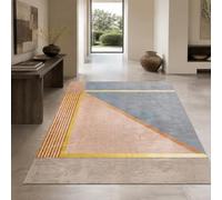 KTYUTJDH Tapis,Géométrique Bleu, Beige, Jaune, Gris, Rectangular 160 x 220 cm,Tapis Salon Chambre Décoration,sous Table et Chaises Salle a Manger,
