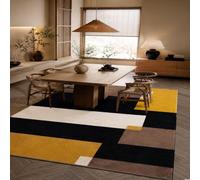 KTYUTJDH Tapis,Géométrique, Jaune Moderne, Noir, Blanc, Marron, Rectangular 160 x 220 cm,Tapis Salon Chambre Décoration,sous Table et Chaises Salle a Manger,