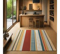 KTYUTJDH Tapis,Géométrique rétro Jaune, Beige, Bleu, Rouge, Blanc, Rectangular 160 x 220 cm,Tapis Salon Chambre Décoration,sous Table et Chaises Salle a Manger,