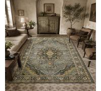 KTYUTJDH Tapis,Gris, Beige, Rouge, Jaune Oriental Vintage Rectangular 160 x 220 cm,Tapis Salon Chambre Décoration,sous Table et Chaises Salle a Manger,