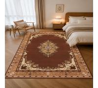 KTYUTJDH Tapis,Motif Floral Oriental Vintage Marron, Beige, Jaune, Rectangular 160 x 220 cm,Tapis Salon Chambre Décoration,sous Table et Chaises Salle a Manger,