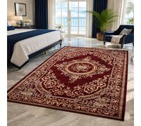 KTYUTJDH Tapis,Motif Floral Oriental Vintage Rouge, Jaune, Rectangular 160 x 220 cm,Tapis Salon Chambre Décoration,sous Table et Chaises Salle a Manger,