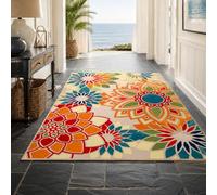 KTYUTJDH Tapis,Motifs Floraux géométriques Modernes Bleu, Rouge, Orange, Vert, Beige, Blanc Rectangular 160 x 230 cm, Grand Tapis Salon Chambre Table Salle a Manger Décoration,