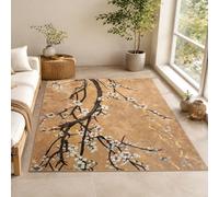 KTYUTJDH Tapis,Motifs Floraux orientaux Vintage Beige, Blanc, Marron, Jaune Rectangular 120 x 200 cm,Tapis de Décoration Salon, Salle à Manger, Chambre, Cuisine, Lavable,
