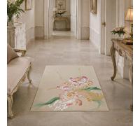 KTYUTJDH Tapis,Motifs Floraux orientaux Vintage Rose, Vert, Jaune, Blanc, Beige Rectangular 160 x 220 cm,Tapis Salon Chambre Décoration,sous Table et Chaises Salle a Manger,