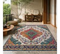 KTYUTJDH Tapis,Motifs Floraux orientaux Vintage Verts, Oranges, Rouges, Bleus, Blancs Rectangular 160 x 220 cm,Tapis Salon Chambre Décoration,sous Table et Chaises Salle a Manger,