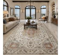 KTYUTJDH Tapis,Motifs Floraux s orientaux Vintage Beige, Marron, Blanc, Rouge Rectangular 160 x 220 cm,Tapis Salon Chambre Décoration,sous Table et Chaises Salle a Manger,