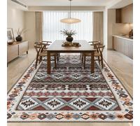 KTYUTJDH Tapis, Oriental Vintage géométrique Marron, Rouge, Gris, Blanc, Beige Rectangular 160 x 220 cm,Tapis Salon Chambre Décoration,sous Table et Chaises Salle a Manger,