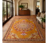 KTYUTJDH Tapis,Oriental Vintage Orange, Rouge, Jaune, Blanc, Rectangular 160 x 220 cm,Tapis Salon Chambre Décoration,sous Table et Chaises Salle a Manger,