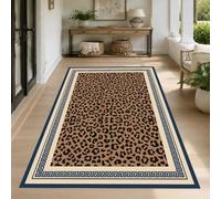 KTYUTJDH Tapis, Rectangular 140 x 180 cm, Noir Marron imprimé léopard Bleu Jaune,Tapis de Zone Salon Décoratif Contemporain Design Moderne Poils Ras,