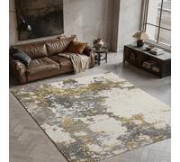 KTYUTJDH Tapis, Rectangular 160 x 220 cm, Abstrait Moderne Jaune Gris Blanc,Tapis Salon Chambre Décoration,sous Table et Chaises Salle a Manger,