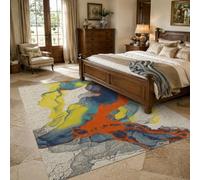 KTYUTJDH Tapis, Rectangular 160 x 220 cm, Abstrait Moderne Orange Jaune Bleu Gris Vert,Tapis Salon Chambre Décoration,sous Table et Chaises Salle a Manger,