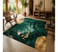 KTYUTJDH Tapis, Rectangular 160 x 220 cm, Abstrait Moderne Vert Jaune,Tapis Salon Chambre Décoration,sous Table et Chaises Salle a Manger,