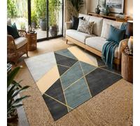 KTYUTJDH Tapis, Rectangular 160 x 220 cm, Géométrie Moderne Abstraite Grise Beige Jaune Bleue,Tapis Salon Chambre Décoration,sous Table et Chaises Salle a Manger,