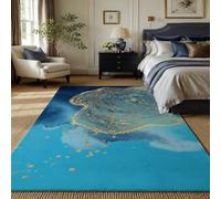 KTYUTJDH Tapis, Rectangular 180 x 250 cm, Abstrait Moderne Bleu Jaune Bleu foncé,Tapis Salon à Poils Courts Lavable, Grande Taille de Chambre Moderne Moquette,