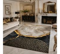 KTYUTJDH Tapis, Rectangular 180 x 250 cm, Abstrait Moderne Noir Jaune Gris,Tapis Salon à Poils Courts Lavable, Grande Taille de Chambre Moderne Moquette,