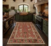 KTYUTJDH Tapis, Square 140 x 140 cm, Motif Floral Vintage Rouge Beige Marron Noir Blanc,Tapis Moderne Décorations Maison ou Bureau, Salon Salle à Manger Chambre,