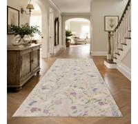 KTYUTJDH Tapis, Square 140 x 140 cm, Motifs Floraux Violet Rose Jaune Vert Bleu Blanc Beige,Tapis Moderne Décorations Maison ou Bureau, Salon Salle à Manger Chambre,
