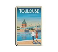 KTYWZ Affiche de voyage rétro vintage Toulouse, France, plaque métallique, pub, club, café, bar, décoration murale, 30 x 40 cm