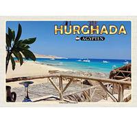 KTYWZ Plaque décorative en métal incurvée Hurghada, Égypte, parc national de Giftun, 15 x 30 cm
