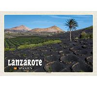 KTYWZ Plaque décorative en métal incurvée, Lanzarote, Espagne, La Geria Village, 15 x 30 cm
