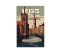 KTYWZ Plaque décorative murale en métal style rétro pour bar, pub, restaurant ou décoration d'intérieur, Bruges, Belgique, 15 x 30 cm