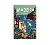 KTYWZ Plaque en métal, affiche, Madère, Portugal, côte, rétro, homme, caverne, bar, pub, hangar, cadeau fantaisie, plaque murale en aluminium, 15 x 30 cm