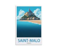 KTYWZ Plaque en métal, affiche, Saint Malo, France, rétro, homme, caverne, bar, pub, hangar, cadeau fantaisie, décoration murale en aluminium, 30 x 40 cm