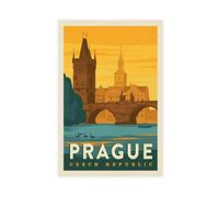 KTYWZ Plaque en métal République tchèque Prague Sunset Vintage Decor Art Sign Home Kitchen Bar Cafe Club Cave Wall Decor Retro Travel Tin Sign 15x30CM