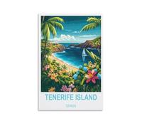 KTYWZ Plaque en métal vintage de l'île de Tenerife, Espagne. Décoration murale humoristique pour la cuisine, le jardin, la salle de bain, la ferme, la maison ou le café. Plaque en métal 15 x 30 cm.