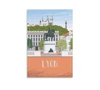 KTYWZ Plaque en métal vintage Lyon France Jardin et cuisine Poster, panneau inspirant Décoration murale pour la maison Cuisine Bar Club Décoration 20x30CM