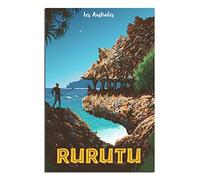 KTYWZ Plaque en métal vintage Rurutu Polynésie française Skyline Jardin et cuisine Affiche, panneau inspirant Décoration murale pour la maison Cuisine Bar Club Décoration 15x30CM