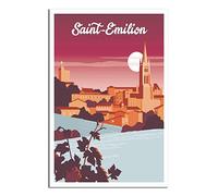 KTYWZ Plaque en métal vintage Saint-Émilion, France, Skyline, jardin et cuisine, affiche inspirante, décoration murale pour la maison, la cuisine, le bar, le club, 15 x 30 cm
