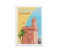 KTYWZ Plaque en tôle humoristique Perpignan, affiche de voyage France Pays Catalans, art mural, jardin, maison, plaque pour salle de bain, cuisine, café, mur, Halloween, Noël, décoration 30 x 40 cm