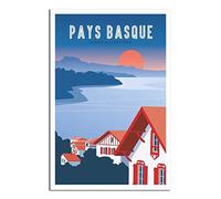 KTYWZ Plaque murale vintage en métal, affiche, coucher de soleil, Pays basque français, cuisine, bar, cadeau fantaisie, plaque décorative murale en aluminium, 30 x 40 cm