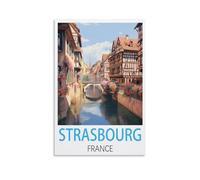 KTYWZ Plaque murale vintage en métal, affiche Strasbourg, France, cuisine, bar, cadeau fantaisie, plaque décorative murale en aluminium, 30 x 40 cm