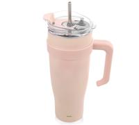 Kubek termiczny stalowy różowy z uchwytem TERMO 1,2 l