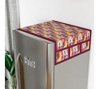 Kuber Industries Housse de réfrigérateur facile à nettoyer et résistante à la poussière avec 6 poches de rangement | Facile à nettoyer, idéale pour la maison, la cantine et le bureau | Fleur - Rose et