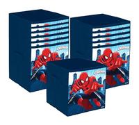 Kuber Industries Lot de 12 boîtes de rangement pliables, organiseurs de rangement de jouets d'enfants, paniers d'armoire pour vêtements, motif Marvel Spiderman, bleu marine