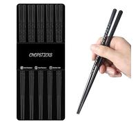 Kucensi Lot de 5 paires de baguettes en fibre de verre, réutilisables, japonaises de qualité supérieure, avec motif, coffret cadeau pour sushis, plats asiatiques, passe au lave-vaisselle