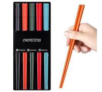 Kucensi Lot de 5 paires de baguettes japonaises réutilisables en fibre de verre, passent au lave-vaisselle, baguettes antidérapantes de 24 cm