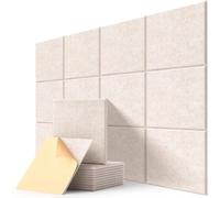 Kuchoow Panneaux Acoustiques Dalle Murale Autocollante Carrée | Acoustic Panels en feutre pour plafond et porte, réduit l’écho, décoratif pour chambre, salon, 12 pièces, 30x30x0,9 cm, beige