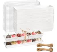 Kucoele Lot de 25 boîtes à fraises transparentes recouvertes de chocolat avec couvercles, 30,5 x 6,6 x 5,1 cm, boîtes jetables pour truffes, biscuits, bombes de cacao